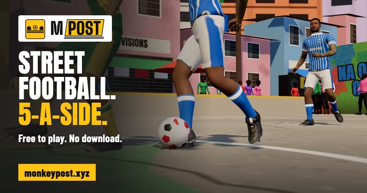 A player dribbling a football on a street pitch